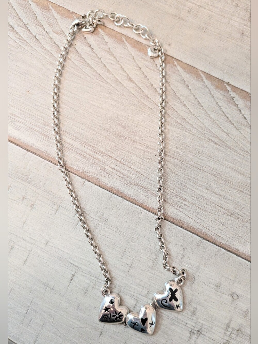 Brighton Cafe Society Triple Heart Double Sided Pendant Necklace